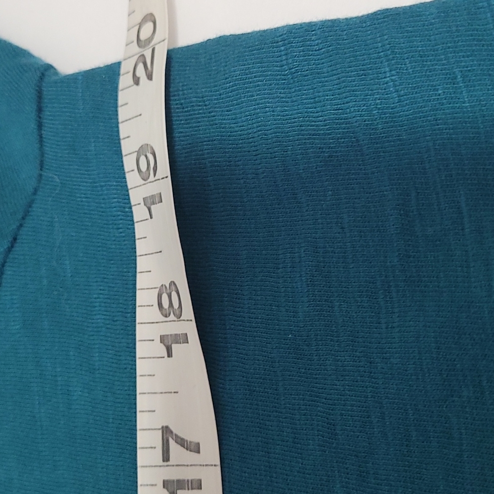 COLD WATER CREEK TEAL BLOUSE 3/4 SLEEVE SEQUIN DETAIL NECK SIZE L - Picture 10 of 12